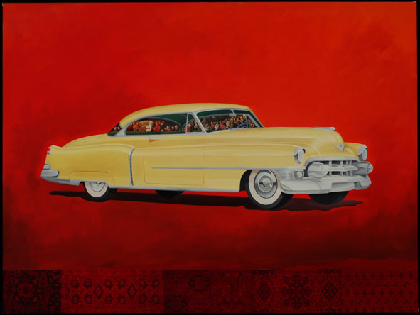 Confession Cadillac, Oil on Canvas/Collage, James F. Dicke Family Collection, New Bremen, Ohio