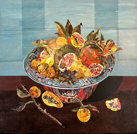 Abundance, Cut Paper Collage/Canvas 42” x 44”