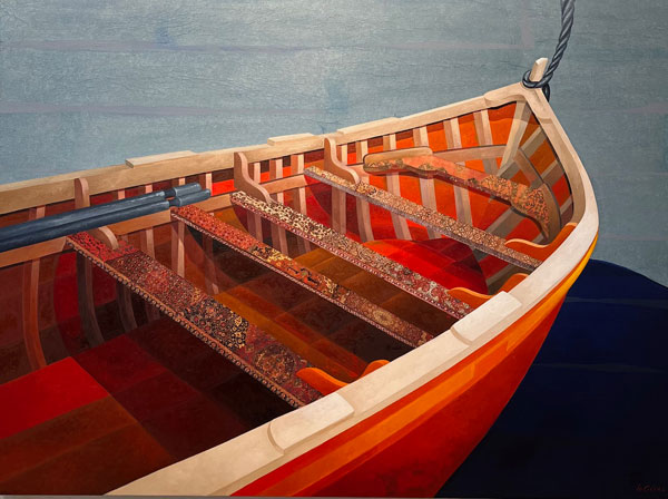 Moroccan Moored, Oil on Canvas with Collage 44” x 54” Private Collection, Seattle WA