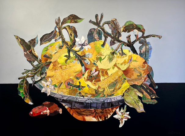 Still Life with Citrons, Cut Paper Collage/Canvas 36” x 48”